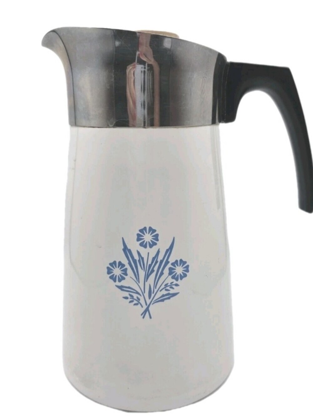 Corning Ware Blue White Cornflower Stove Top Coffee Tea Pot Percolator 10 Cup